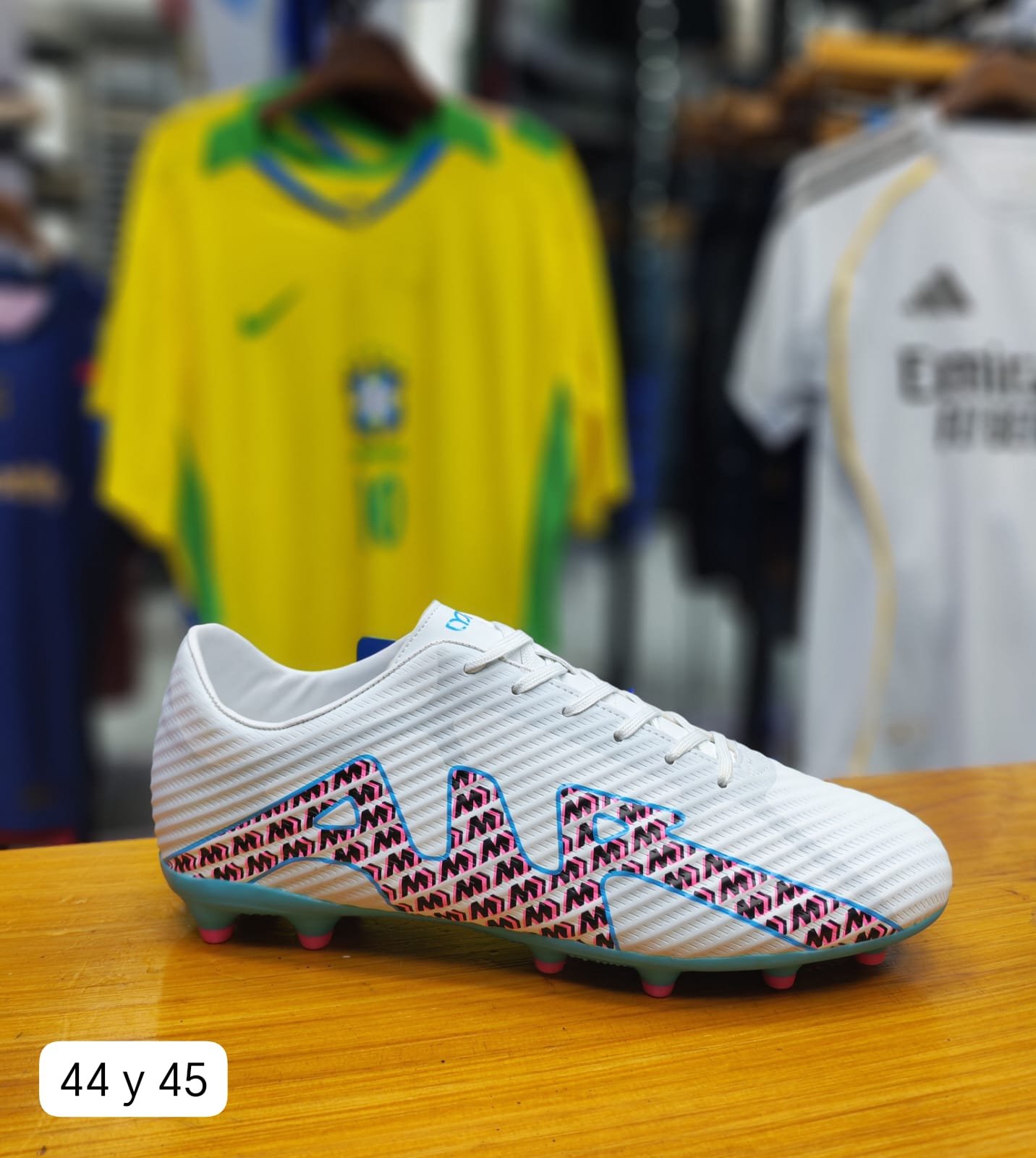 Tacos Jugados futbol Blanco Azul Adulto